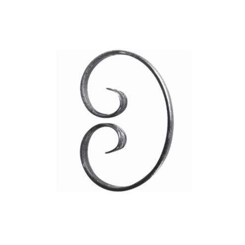 Volute en C fermée - Acier - 150x110mm – Finition queue de carpe – Plat de 12x6 à 16x6mm