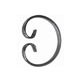 VOLUTE EN C FERMÉE ACIER 115x95 – FINITION QUEUE DE CARPE – PLAT 12x6 À 16x6 MM