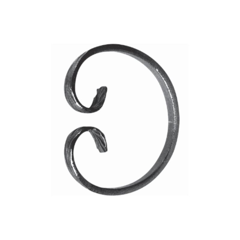 VOLUTE EN C FERMÉE ACIER 115x95 – FINITION QUEUE DE CARPE – PLAT 12x6 À 16x6 MM