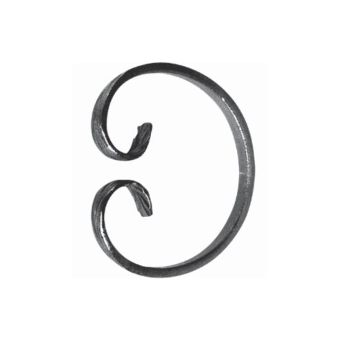 VOLUTE EN C FERMÉE ACIER 115x95 – FINITION QUEUE DE CARPE – PLAT 12x6 À 16x6 MM