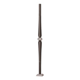 Poteau carré 25 mm acier avec partie centrale inox poli verni