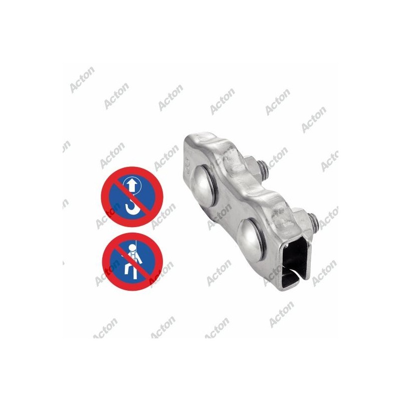 Serre-câble plat double inox A4 fixation câble renforcée