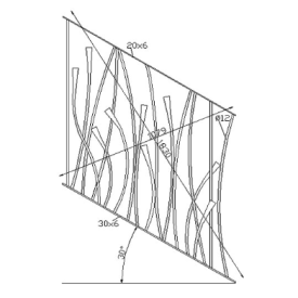 Panneau rampant en acier courbé Ø12 pour rampe d’escalier moderne
