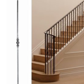 Barreau en acier avec boule centrale torsadée - Hauteur 1000 mm