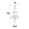 POINTE DE LANCE EN ALUMINIUM POUR BARREAUX de Ø16 OU 20 MM