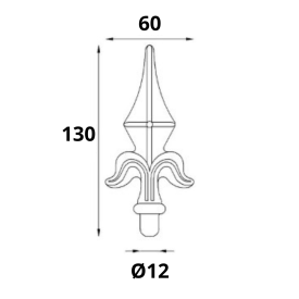 Pointe fer de lance aluminium décorative – pour barre ronde Ø12 à Ø16