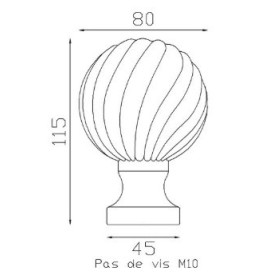Boule de départ aluminium 115x80 mm avec base Ø45 mm et insert M10