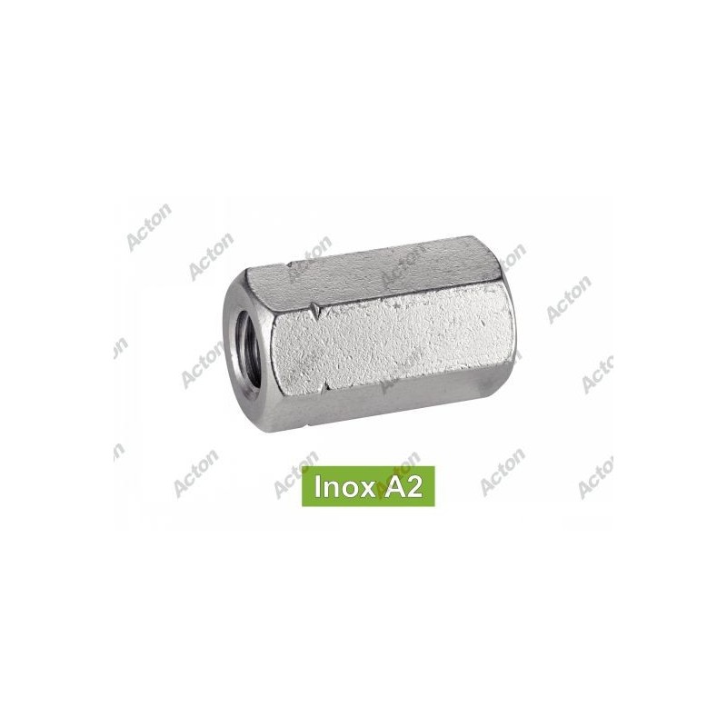 écrou hexagonal long inox A2 DIN 6334 pour tige filetée
