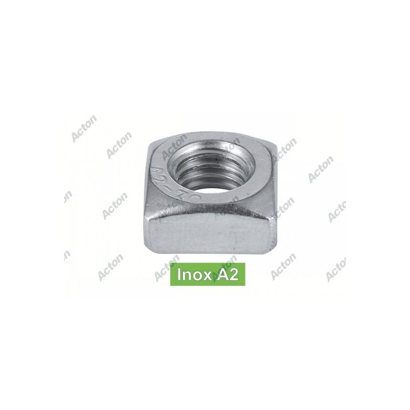écrou carré inox A2 DIN 557 forte prise pour serrage puissant