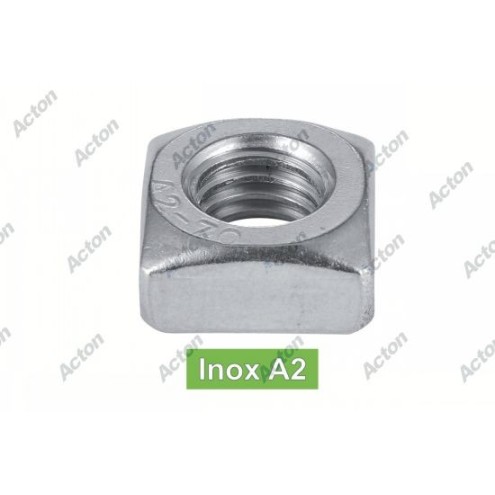 écrou carré inox A2 DIN 557 forte prise pour serrage puissant