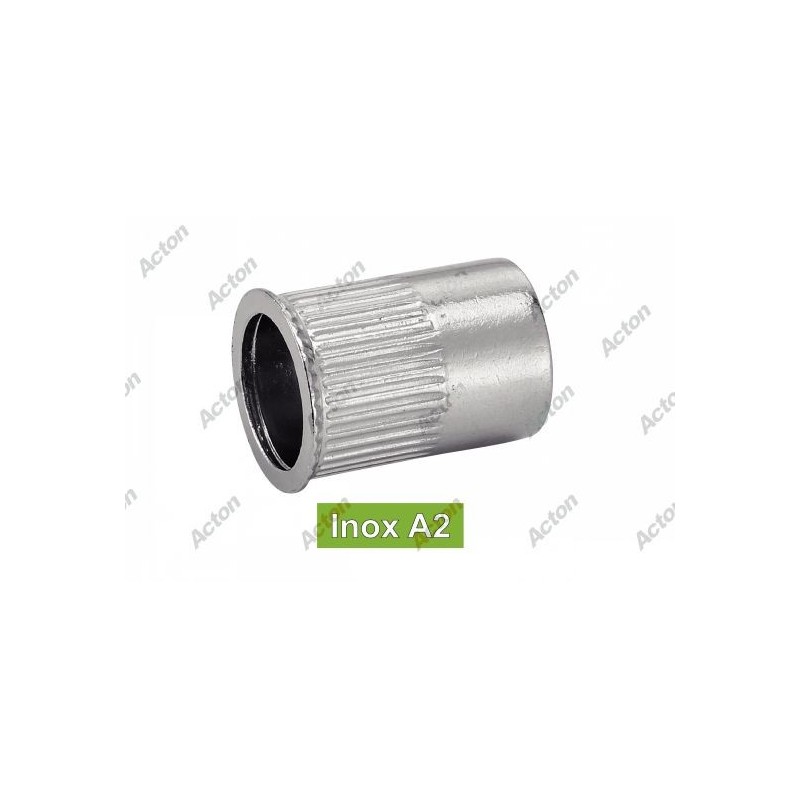 écrou à sertir cranté inox A2 tête affleurante pour tôle fine
