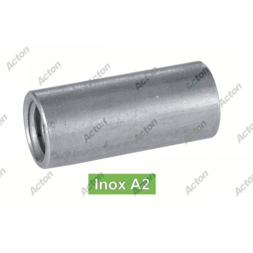manchon cylindrique taraudé inox A2 pour assemblage de tiges filetées