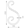 Volute en S torsadée acier queue de carpe décorative