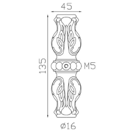 Garniture de barreau aluminium 135x45 avec alésage Ø16 ou Ø18
