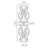 Garniture de barreau aluminium 135x45 avec insert M5