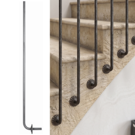 Balustre coudé avec rosace pour pose à l'anglaise