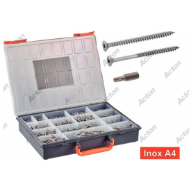 Coffret vis bois inox A4 six lobes + embouts – 1666 pcs