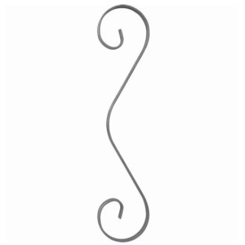 Volute plate acier 366 x 83 mm en plat 12 x 3 mm pour ferronnerie décorative