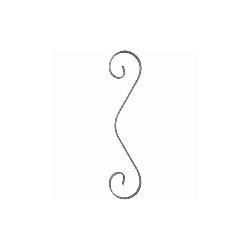 Volute plate acier 366 x 83 mm en plat 12 x 3 mm pour ferronnerie décorative