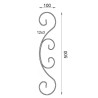 Volutes plates assemblées acier 500x100 mm en plat 12x3 mm pour ferronnerie décorative