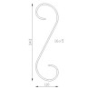 Volute en acier forgé en S symétrique - Dimensions 343x110 mm