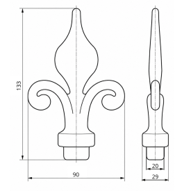 Pointe de lance en acier forgé - fleur de lys très décorative