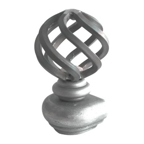 Boule torsadée en acier sur socle de raccordement