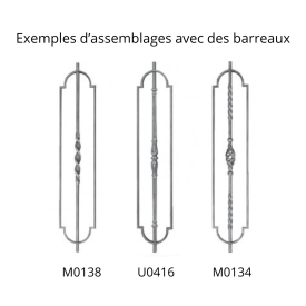 Ornement décoratif pour barreau carré 14 mm – Largeur 170 mm – À souder