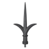 Pointe de lance en fonte à souder 290 mm avec collerette et ailettes latérales.