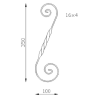 Volute décorative en S en acier avec partie centrale torsadée pour ferronnerie d'art.