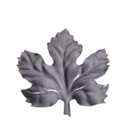 Feuille de vigne décorative en tôle d'acier avec nervures en relief pour ferronnerie.