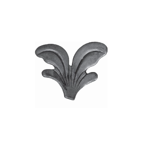 Feuille décorative estampée en acier avec motif symétrique double face en relief.
