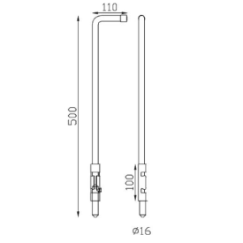 Verrou pistolet robuste en acier brut à souder avec corps tubulaire et poignée ergonomique.