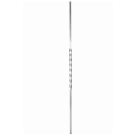 Barreau droit en aluminium de section carrée 14 mm doté d'une torsade décorative centrale.
