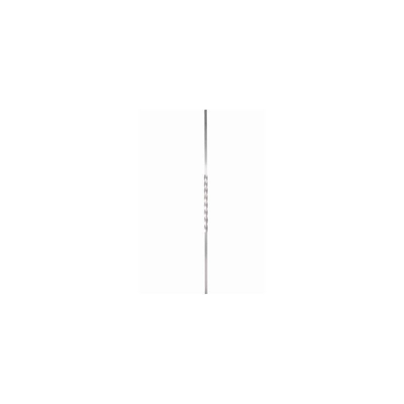 Barreau droit en aluminium de section carrée 14 mm doté d'une torsade décorative centrale.
