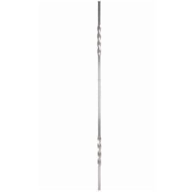 Barreau droit en aluminium de section carrée 14 mm orné de deux torsades décoratives.