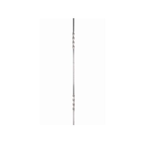 Barreau droit en aluminium de section carrée 14 mm orné de deux torsades décoratives.