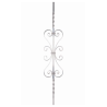 Barreau décoratif en aluminium avec torsades et motif central composé de 4 volutes assemblées par bagues.