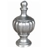 Ornement décoratif central en aluminium brut en forme d'olive avec base circulaire taraudée M10.