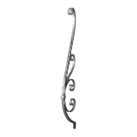 Barreau galbé en acier avec volutes décoratives 750x160 mm carré 14 mm