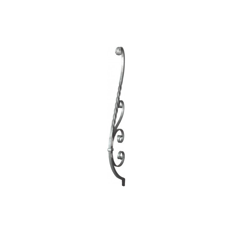 Barreau galbé en acier avec volutes décoratives 750x160 mm carré 14 mm