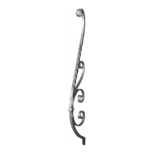 Barreau galbé en acier avec volutes décoratives 750x160 mm carré 14 mm