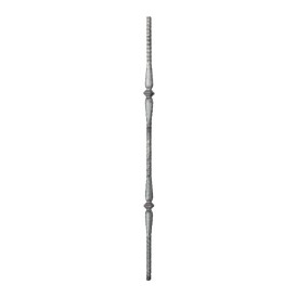 Barreau en fer forgé ciselé martelé à froid double motif disponible en carré 12 ou 14 mm