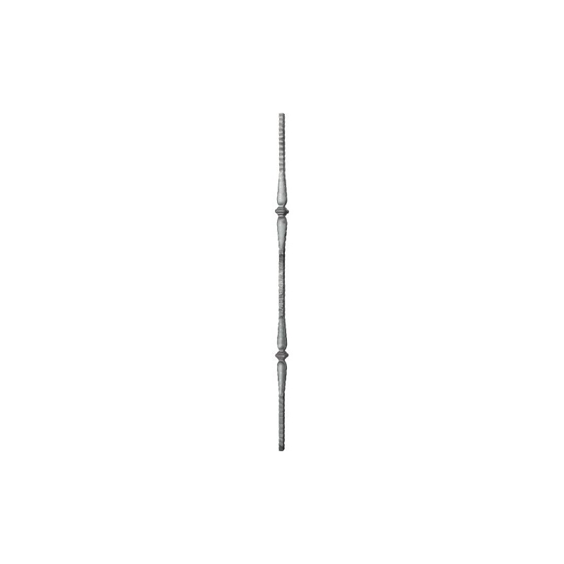 Barreau en fer forgé ciselé martelé à froid double motif disponible en carré 12 ou 14 mm