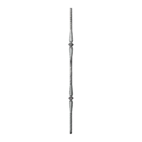 Barreau en fer forgé ciselé martelé à froid double motif disponible en carré 12 ou 14 mm