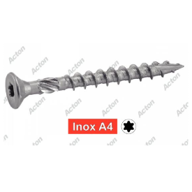 Vis à bois - Inox A4 - Tête fraisée six lobes