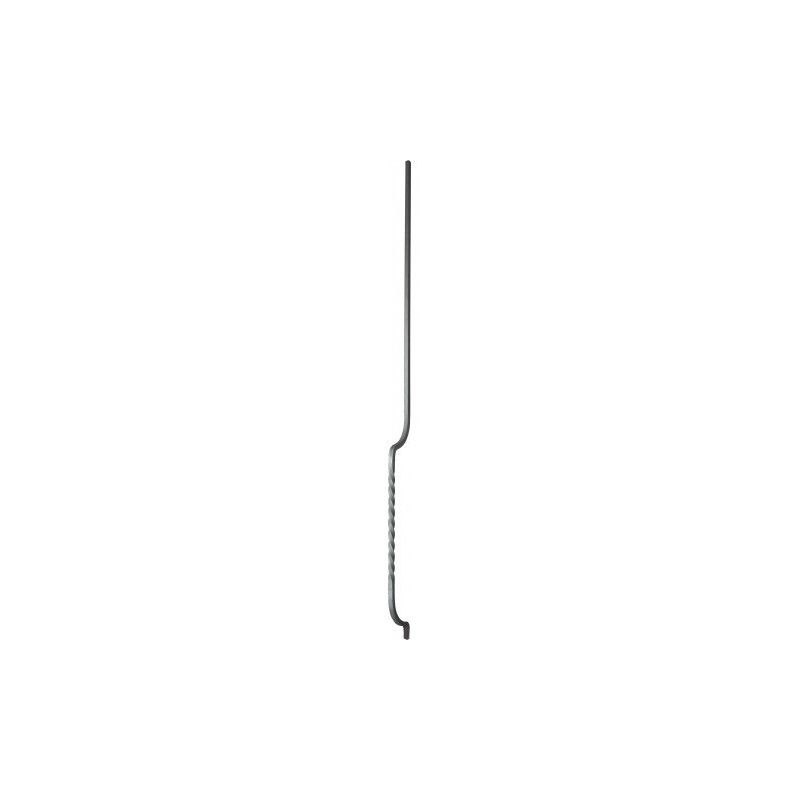Barreau torsadé galbé en fer forgé carré 14 mm pour grille de fenêtre