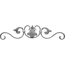 Volute décorative en fer forgé avec motif central classique 500x99 mm