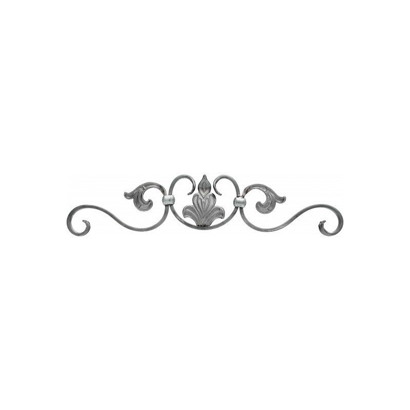 Volute décorative en fer forgé avec motif central classique 500x99 mm