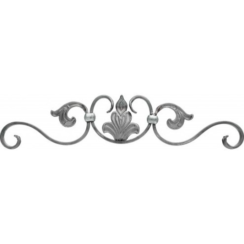 Volute décorative en fer forgé avec motif central classique 500x99 mm